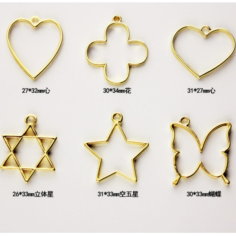 Five-Pointed Star Heart Four-Leaf Butterfly Shape Alloy Metal Frame for UV Resin Filling