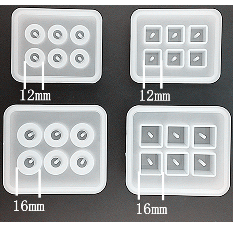 High quality 6 cavity Beads silicone flexible mold with hole for square round ball bead making