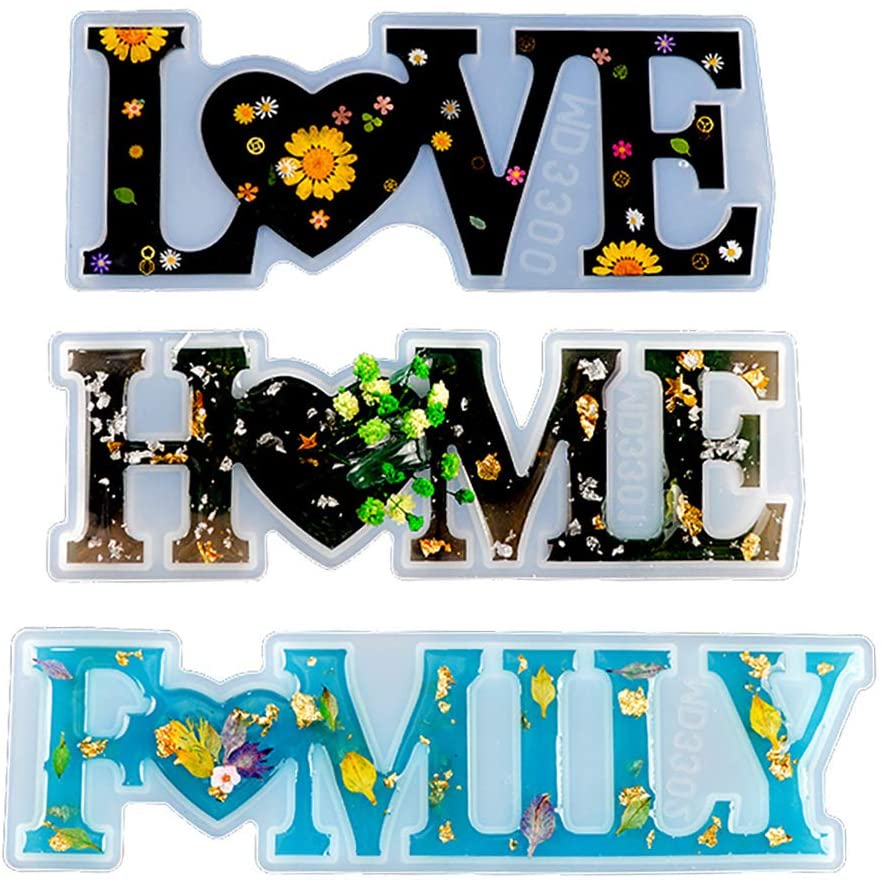 Unique Design Letters Crystal Resin Molds, Love/Home/Family Sign Resin Casting Molds, DIY Epoxy Molds to Indoor/Home Decor, Home Sign/Wall Art/Wall Hanging (Mix)
