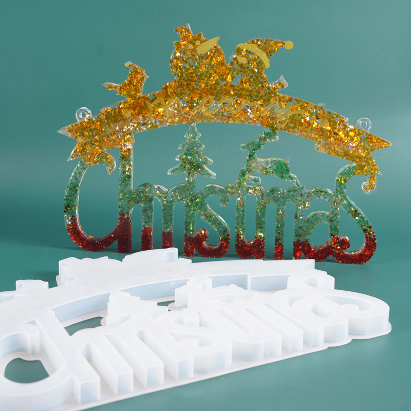 Christmas series mold Santa Claus snowman theme silicone mold,Merry Christmas Sign Resin Mold