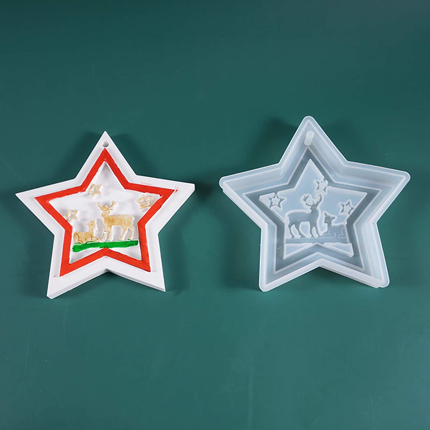 Christmas Epoxy Resin Molds,Star Elk Christmas themed pendant silicone mold decoration Merry Christmas Pattern, DIY Gifts for Friends at Christmas