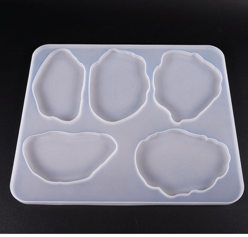 Large Creative Resin Mold,1 Pack Epoxy Silicone Mold with 5 Large Size Irregular Patterns, Silicone Resin Mold for Making Coaster, Pendant, Bowl Mat