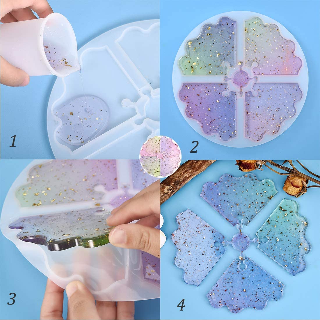 Coaster Silicone Mold, Irregular Molds for Casting with Resin, Cement and Polymer Clay DIY