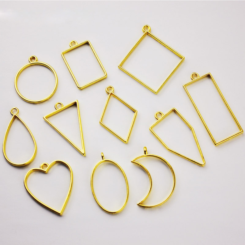 Open Bezels for Resin, Hollow Frame Pendants Resin Craft Bezels Jewelry Molds for Resin Casting, Necklaces Earrings Making 