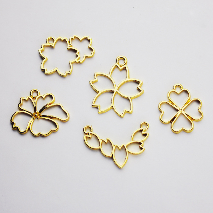 Flower - shaped series resin hollow metal frame accessories for DIY making