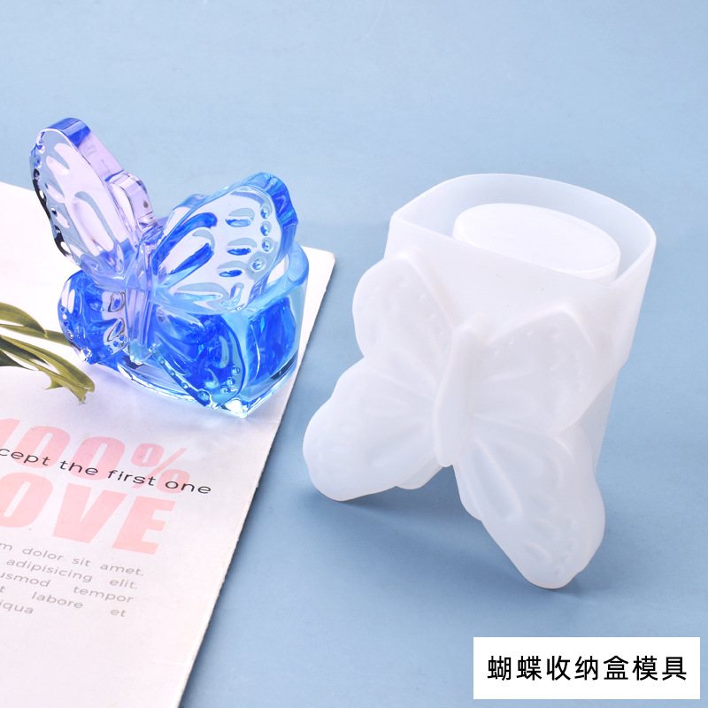Homemade transparent beautiful butterfly storage box silicone mold