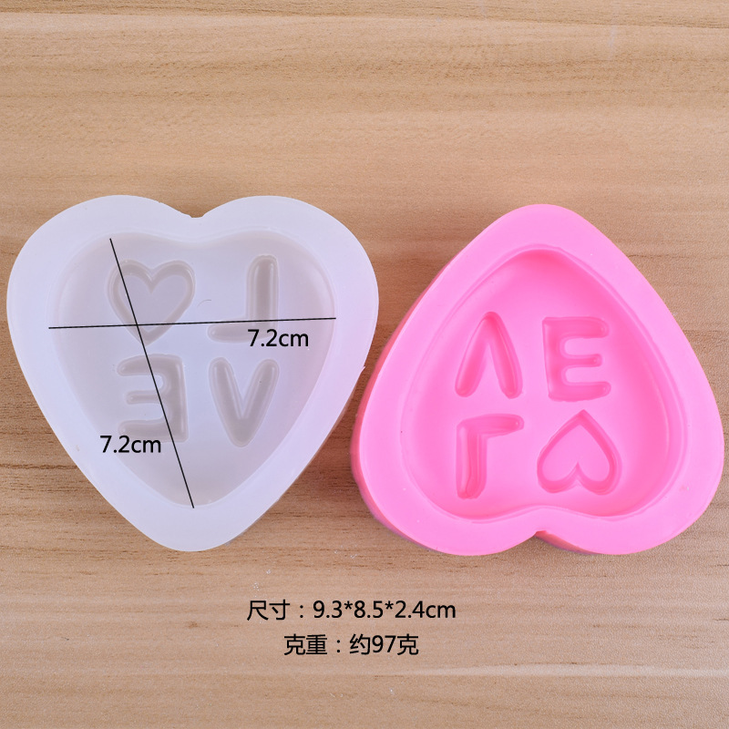 LOVE handmade soap silicone mold DIY letters LOVE heart fondant cake decoration candle mold wholesale