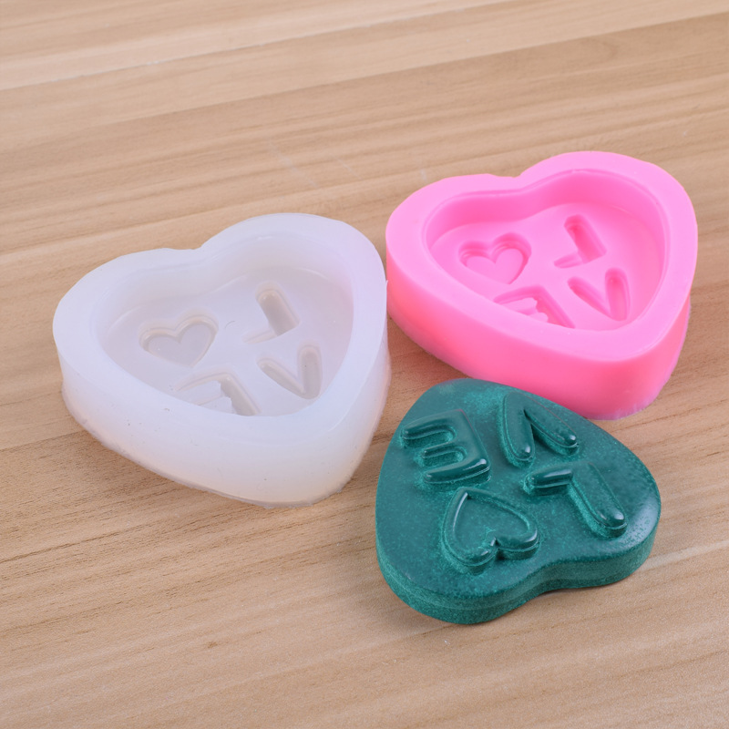 LOVE handmade soap silicone mold DIY letters LOVE heart fondant cake decoration candle mold wholesale