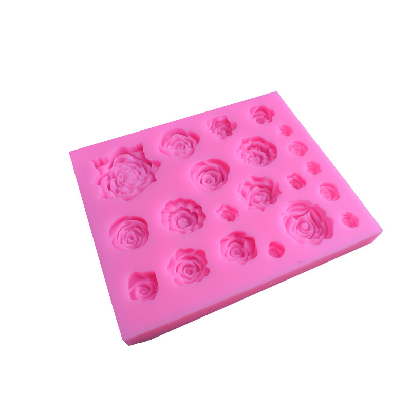 21 different sizes rose fondant silicone mold Diy chocolate mousse cakesoap clay mold