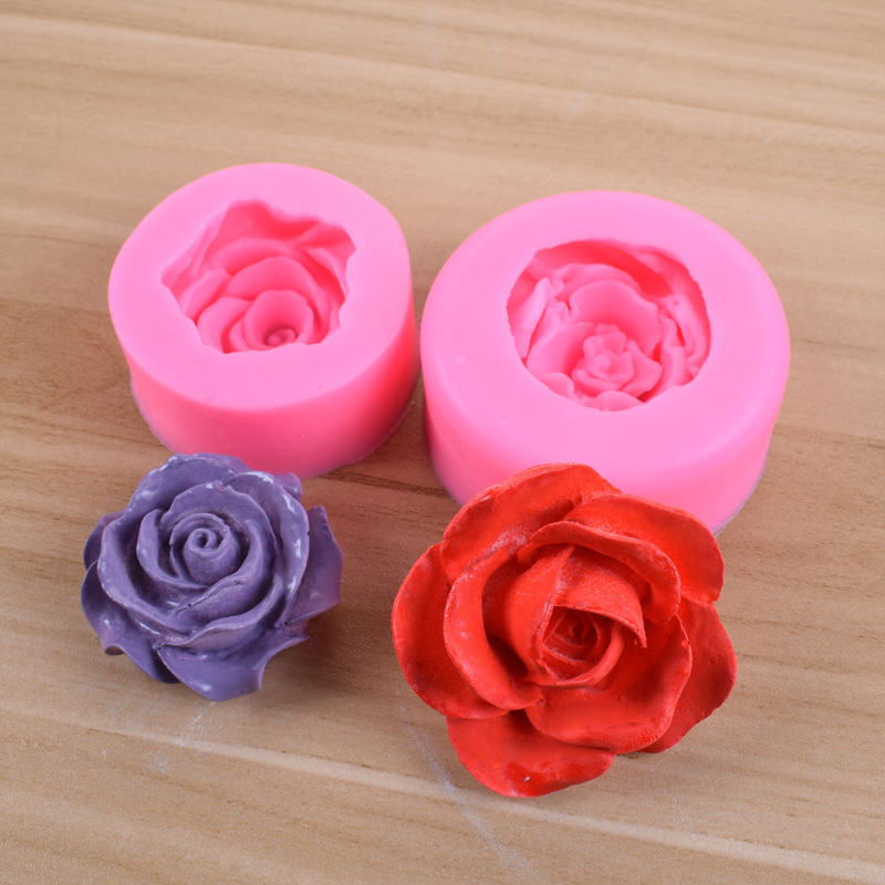 2 rose flower soap silicone mold DIY fondant cake decoration baking soft pottery plaster resin mold
