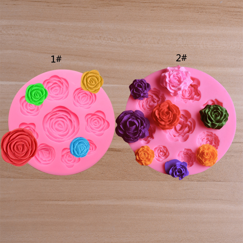 2 rose flower fondant silicone mold cookies DIY cake chocolate decoration mold