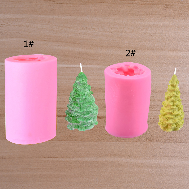 2 Christmas tree candle silicone mold fondant cake decoration DIY soap car dripping resin mold