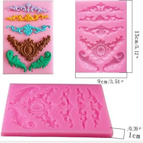  DIY 3D Sculpted Flower royal Lace baroque scroll Silicone Mold Fondant Mold Cupcake Cake Decoration Tool