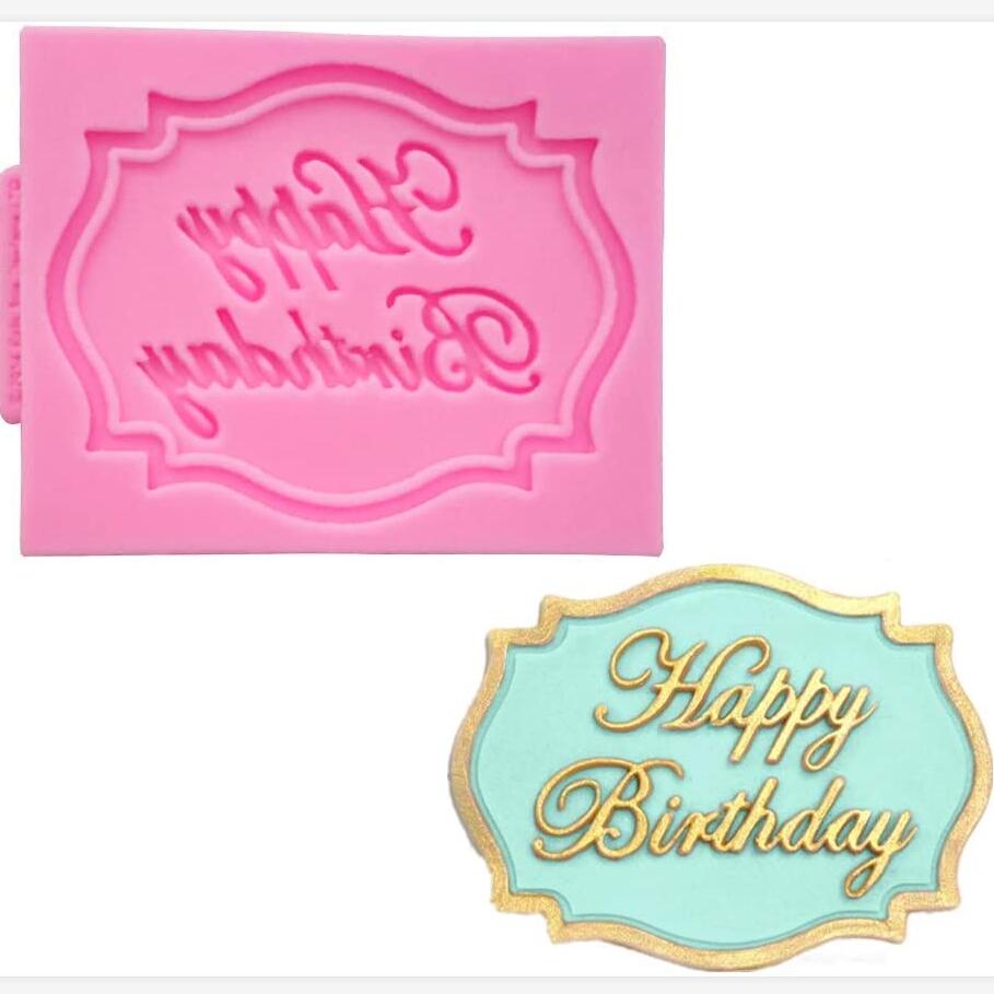 mini Happy Birthday Alphabet border Silicone Chocolate Mold for Cake Topper Decoration Candy Mold Fondant Tool