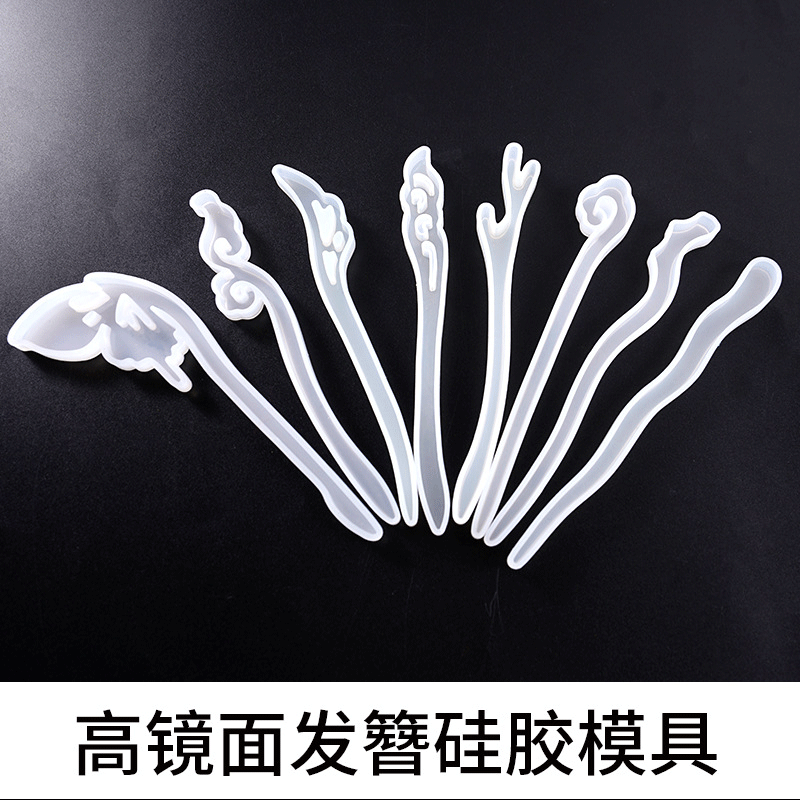 Diy crystal resin hairpin mould hairpin silicone mould for craft making