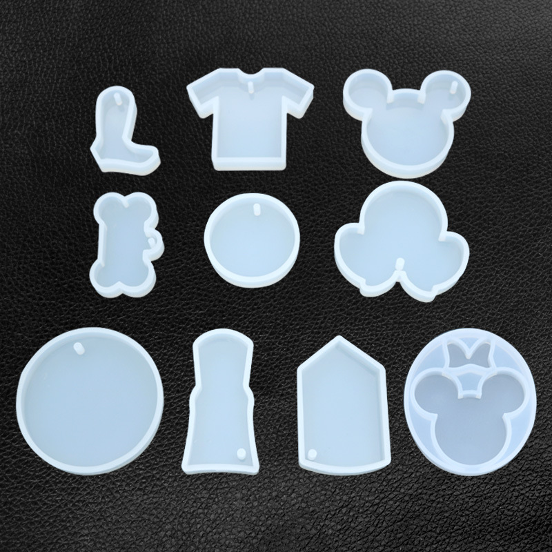 Diy crystal resin silicone mold pendant handcraft socks bone mickey with holes resin molds