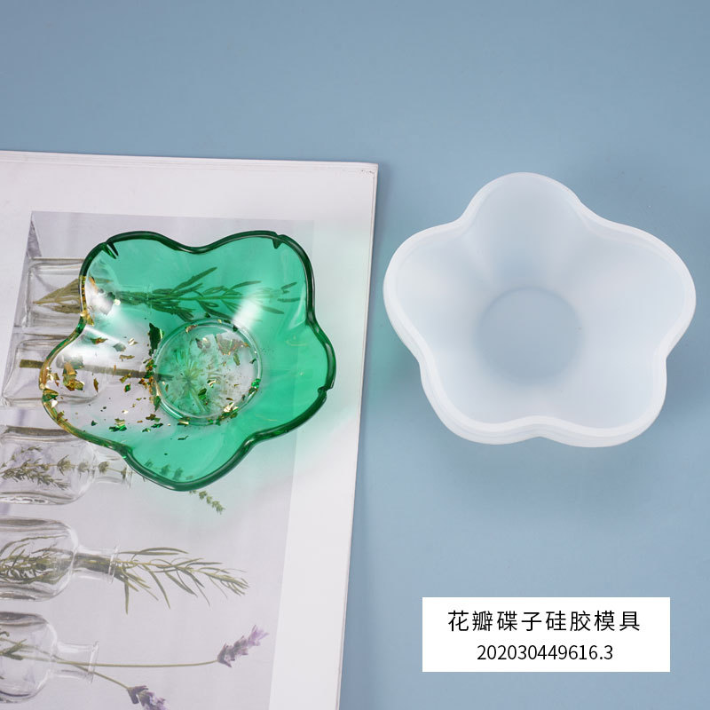 Diy crystal resin mould plate petal small plate storge box mirror silicone mould