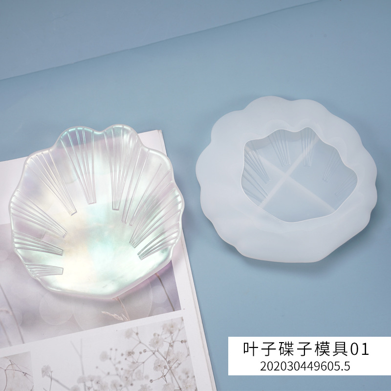Plate plate leaf texture shell mirror silicone mold for carft making