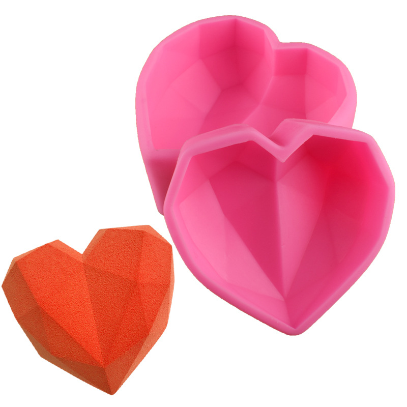 Big small diamond heart mold fondant silicone mold mousse cake mold scented plaster mold DIY baking