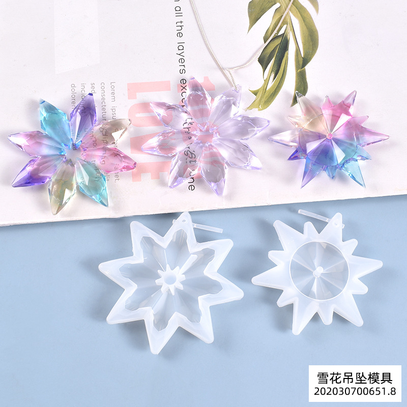Diy crystal resin mold high mirror snowflake pendant accessories silicone mold manufacturers direct sales