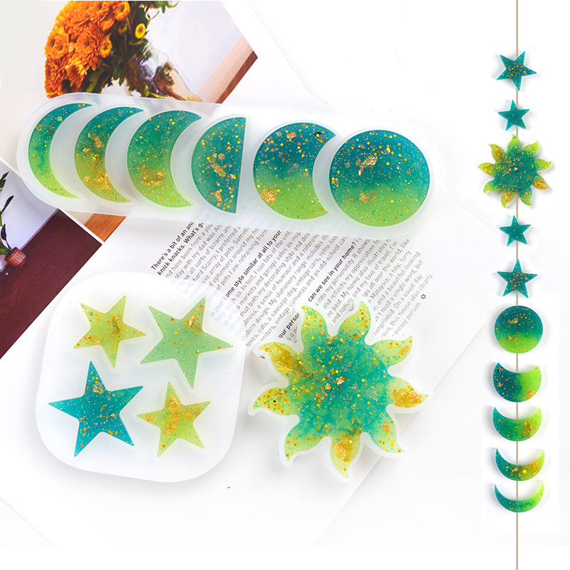 Star sun mold DIY crystal resin silicone mold planet hanging ornaments hanging accessories Ins wind moon molds