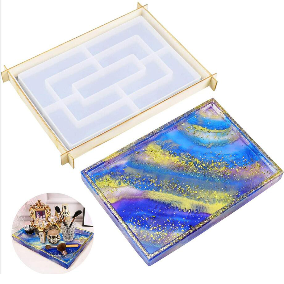 Large Rolling Tray Mold for Epoxy Resin, Resin Serving Board Mold with Edge for Home Decoration, Resin Casting Ocean Wave Painting Art, Jewelry Holder, Fruit Snack Tray