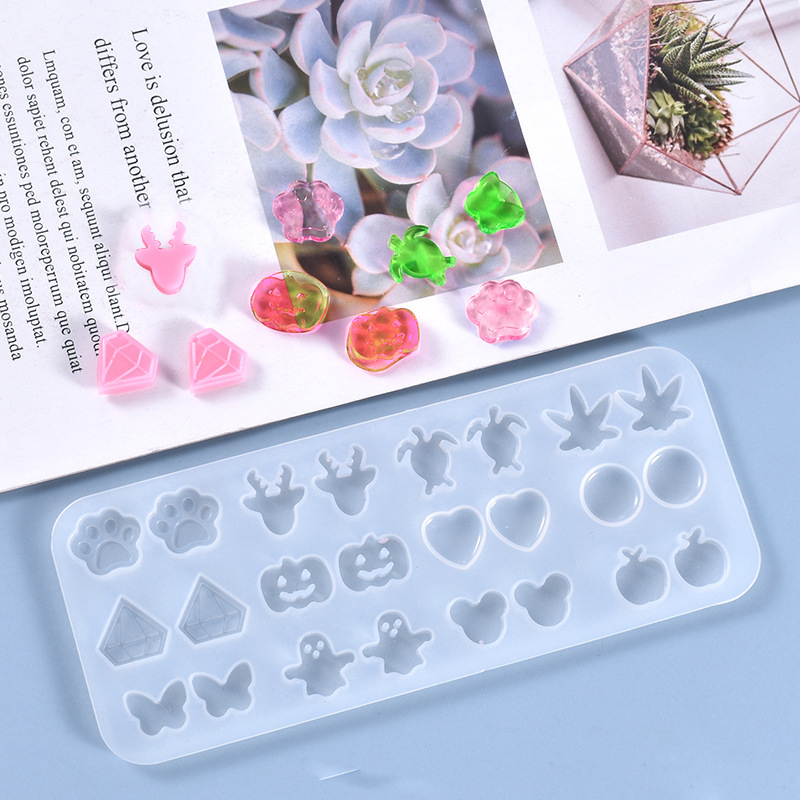 DIY crystal resin mold full edition mini earrings pendant silicone mold spot wholesale