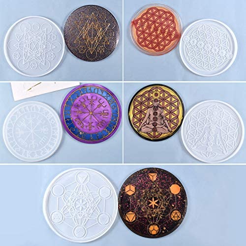 Tarot Divination Mat Resin Mold, Constellation Compass Mat Epoxy Silicone Mold Rolling Tray Mold for DIY Jewelry Craft Divination Decorations