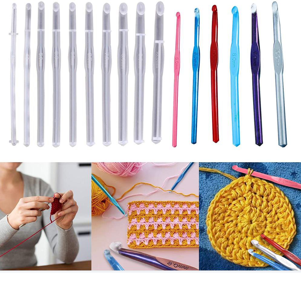 10Pcs Crochet Epoxy Resin Silicone Mold Knitting Tools Casting Molds for DIY Making Wool Knitting Crochet Project