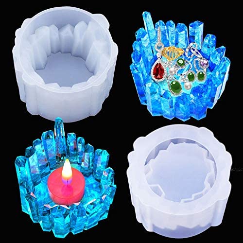 Resin Candle Holder Molds - Candlestick Silicone Resin Molds, Crystal Shape Epoxy Casting Molds for DIY Jewelry Storage Box, Crafts Casting, Trinket Case, Home Decoration