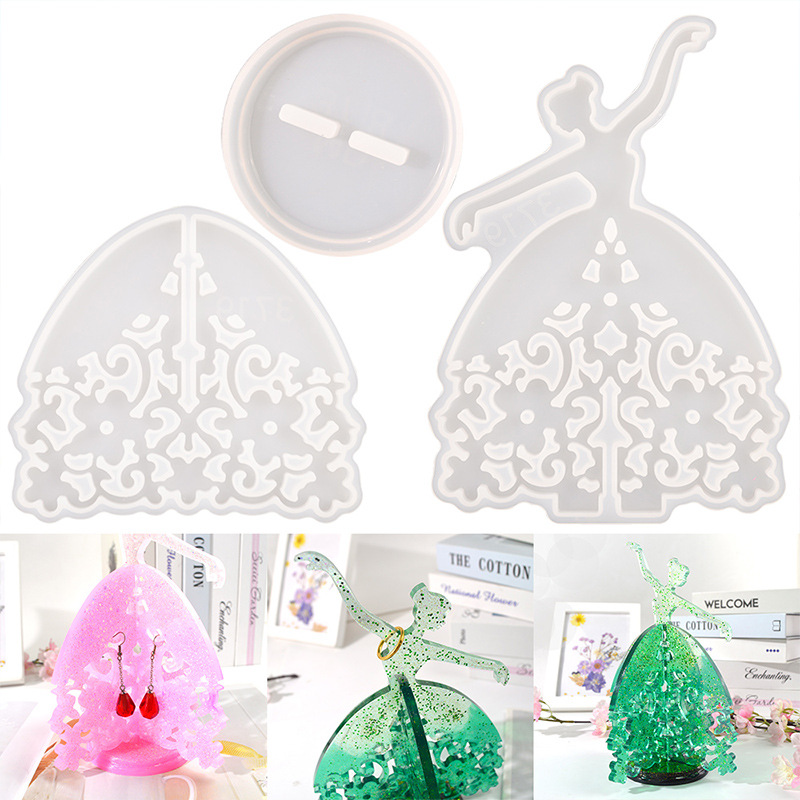 Berina Girl Jewelry Display Shelf Mould DIY Resin Mould Dancing Girl 3D Silicone Mould