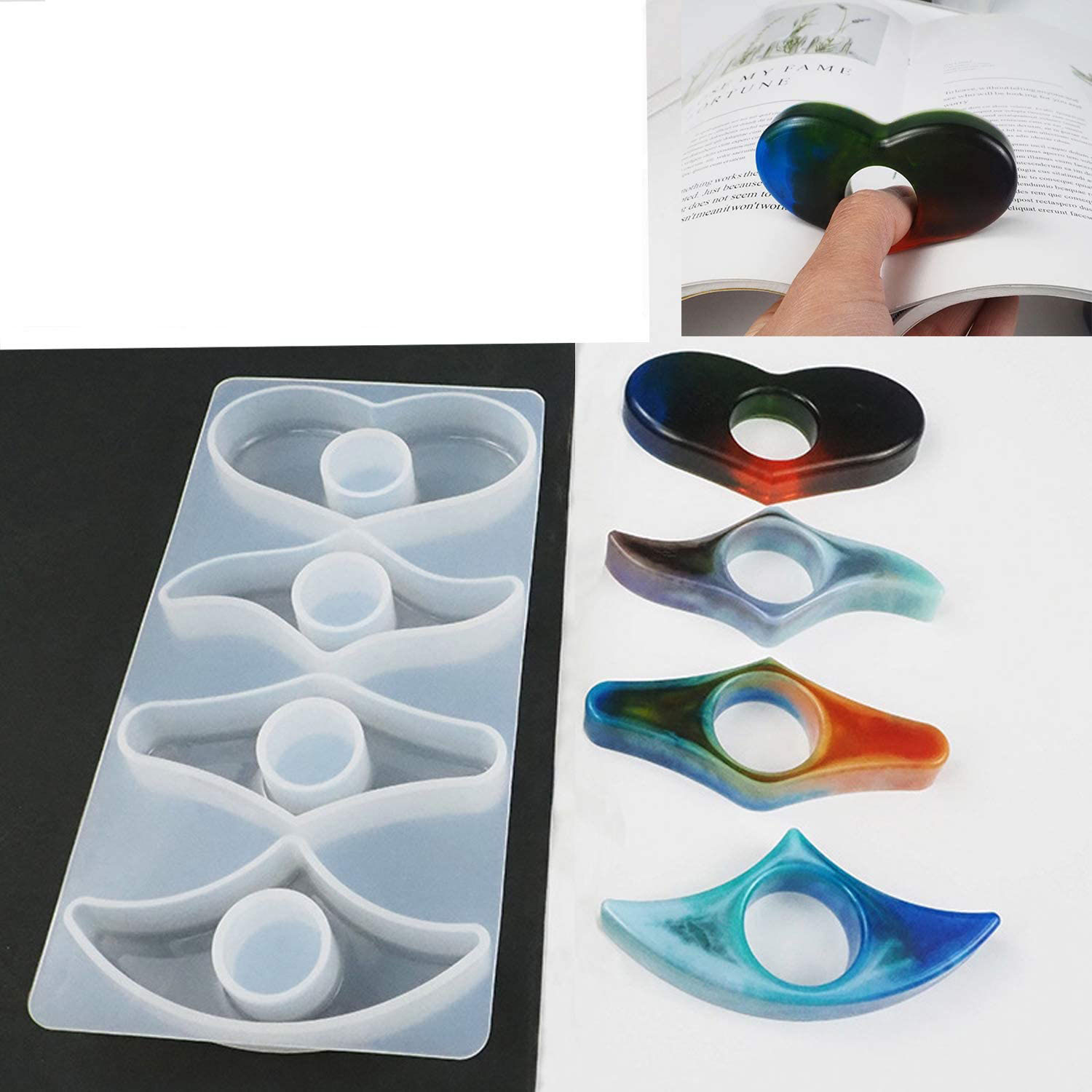 Silicone Thumb Ring Book Page Holder Resin Mold Literary Casting Making Mould Reading Holder Accessories Jewellry DIY Craft Handmade Tool