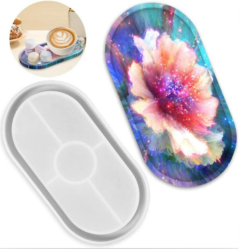 DIY Tray Resin Mould Craft Oval Creative Jewelry Making Mould Plate Dish Ashtray Mould for Resin Epoxy Mould Silicone Resin Casting Mould for Office Home Decoration Supplies Ideal Gift (Oval) 
