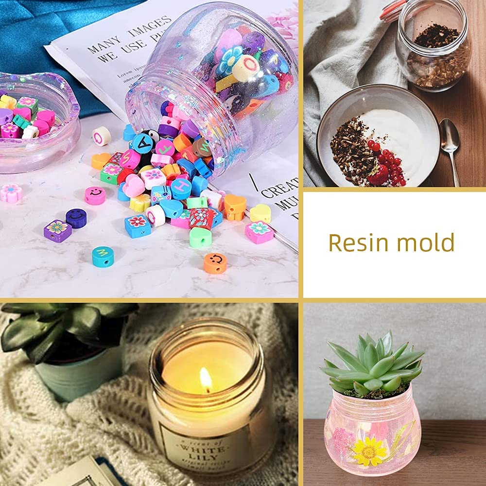 Pudding Jars Silicone Resin Mold, Silicone Jar Resin Mold with Lid, Jewelry Box Candle Holder Mould, Bottle Epoxy Casting Resin Mold for Storage Display Home Decor 