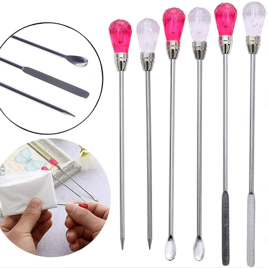 Silicone Resin Mold Tool Set Stirring Needle Spoon Jewelry Making Kit, Pink/Rose Red