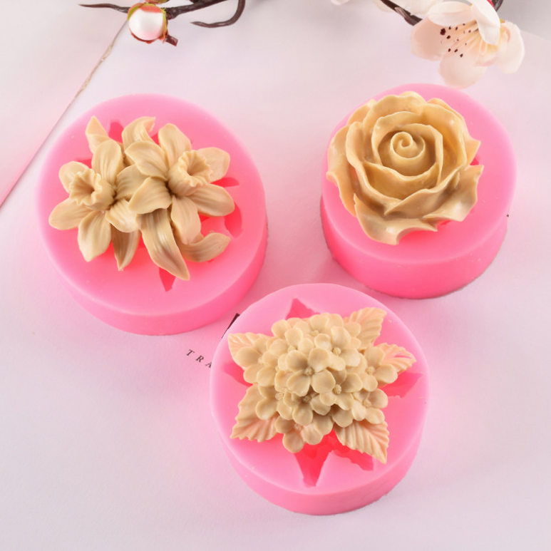  Lily cloves rose flowers fondant silicone mold cake decoration diy chocolate baking tools