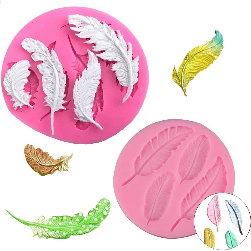 Feather Silicone Fondant Mold,DIY Handmade Baking Tools for Fondant Chocolate Candy Cake Decoration Polymer Clay and Crafting