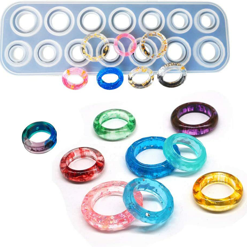 Resin Ring Molds All Sizes Silicone Ring Molds for Resin Casting Jewelry Molds for DIY Ring Making Round and Rhombic Cut