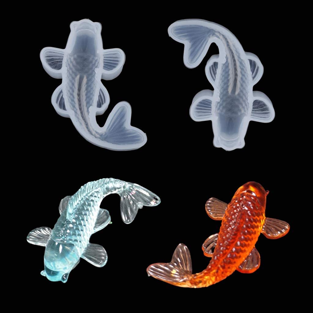 Koi Fish Silicone Resin Molds, Japanese Carp Goldfish Fish Tail Jewelry Epoxy Mold for DIY Pendant Charms Making Jewelry