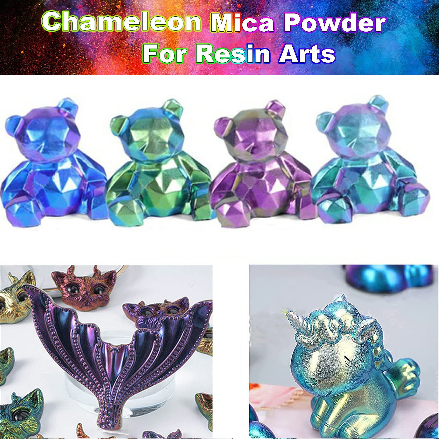 Wholesale customization Holographic optical Chameleon Pearl Pigment Epoxy Resin Chameleon Mica Powder 