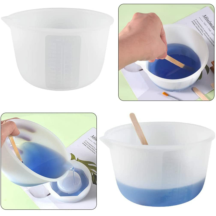 600ml Silicone Measuring Cups Large Nonstick Reusable Epoxy Resin Mixing Cups Flexible High Precision Read Measure Cup for Resin Molds DIY Jewelry Making Epoxy Craft Pouring 