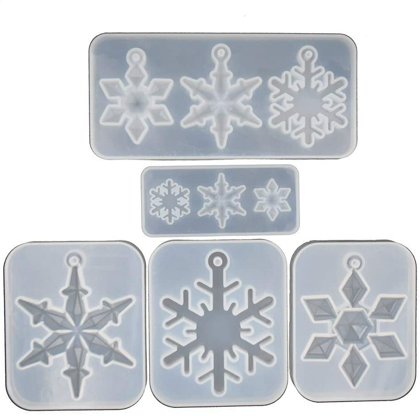 Snowflake Snow Mold for Jewelry Pendant Charms Making DIY Resin Casting Mould Christmas Decorations