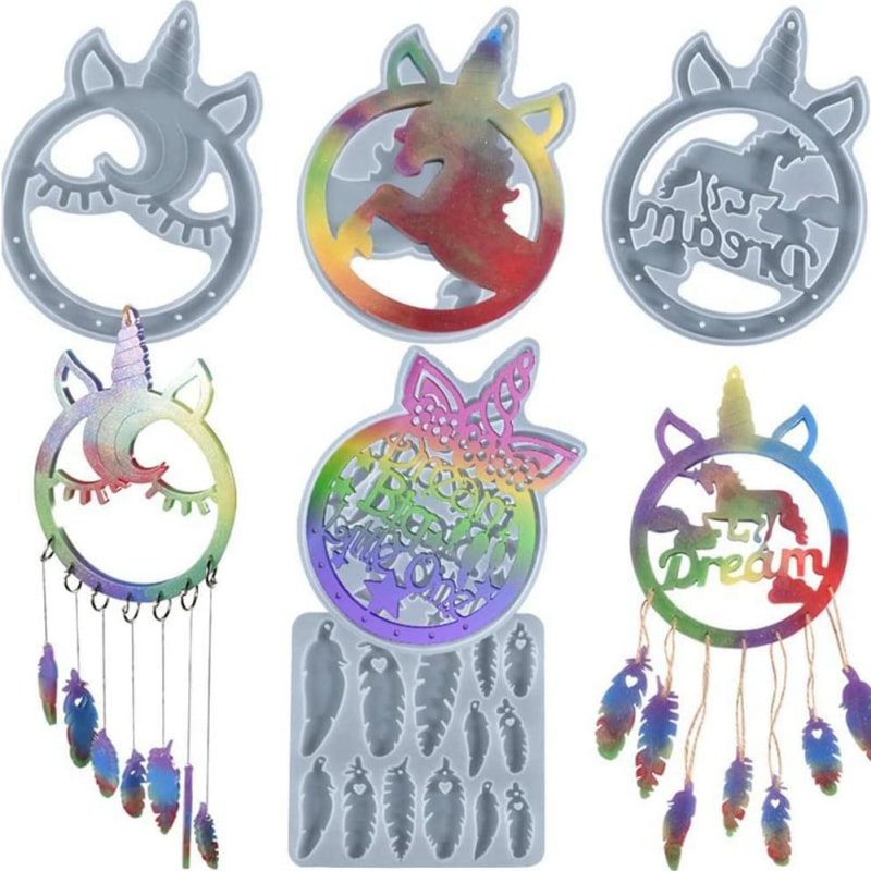 6 Styles Unicorn Resin Wind Chimes Mold Epoxy Resin Casting Mold for DIY Crafts Wall Door Room Hanging Ornaments Decorations  