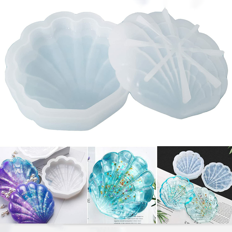 Seashell Epoxy Molds Silicone Resin Molds Jewelry Storage Box Molds for Resin Crafts DIY 
