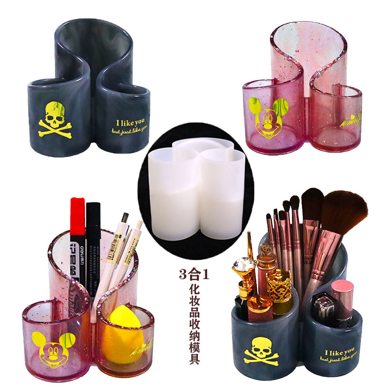 Amazon Hot Sale Pen Holder,Makeup Brushes Container,Lipstick Container Silicone Resin Mold for DIY Casting