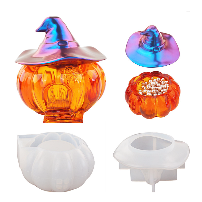 Halloween Witch Resin Mold,Pumpkin lamp Silicone Mold,Box Resin Molds, Jewelry Box Molds for Making Resin Molds