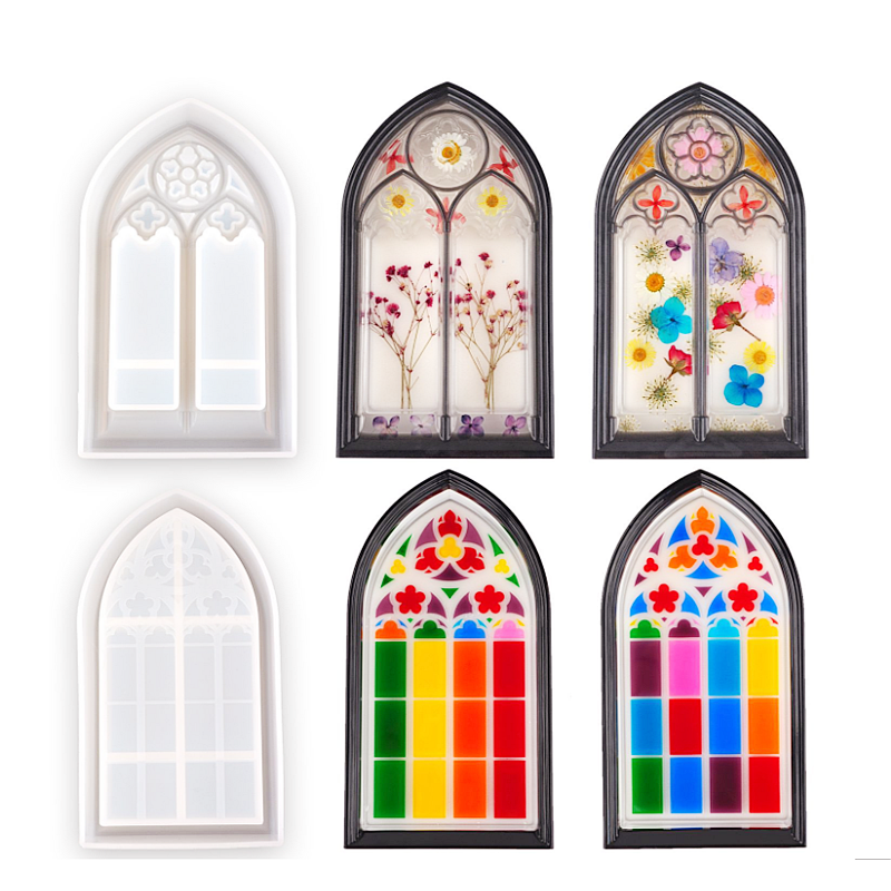 Amazon Hot Sale Church Window Storage Box Silicone Mould Soap Dish Resin Molds Rolling Trinket Tray Mold for Craft Casting
