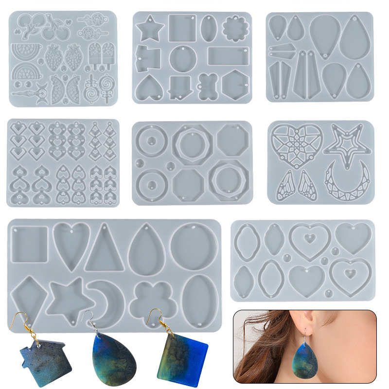 Factory Wholesale Irregular Earrings Jewelry Pendant Keychain Silicone Mold (8 Styles) 