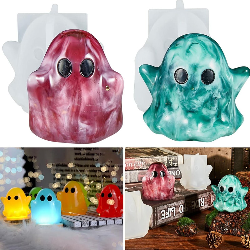 Ghost Resin Molds, Halloween Ghost Shape Silicone Resin Molds, DIY Resin Epoxy Casting Halloween Craft, Home Decoration (2 Shapes)