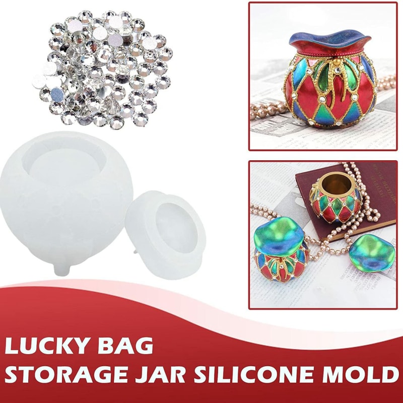 Blessing Bag Shape Silicone Molds with Lid for DIY Storage Bottle, Candy Container, Resin Mold Making